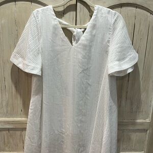 Altar’d State White Baby Doll Swing Dress Short Sleeve Tie Back Sz L